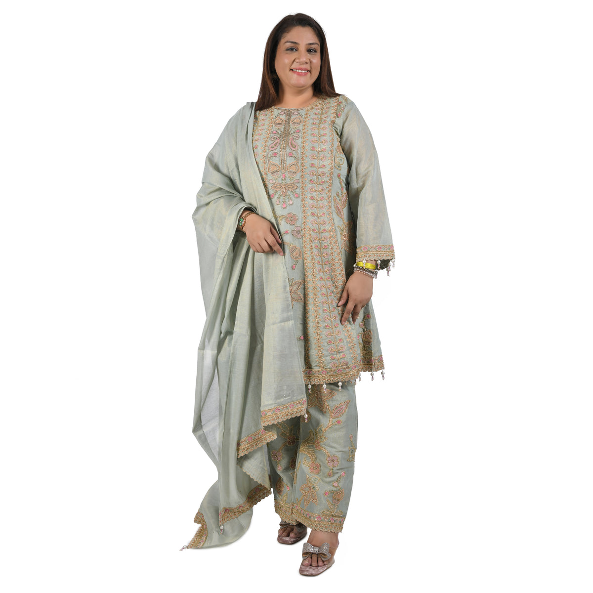 3 Peice Short Anarkali Suit With Plazoo