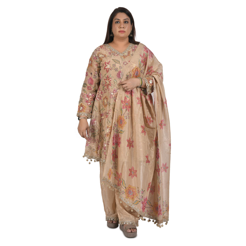 3 Peice Suit, Short Anarkali Suit With Farshi Salwar