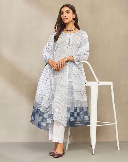 Blue Cotton Dupatta & Kurta Set