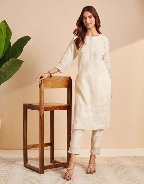 Natural Cotton Silk Pant & Kurta Set